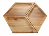 Acacia Wood Modular Serving Platter Set - Versatile Hexagonal Charcuterie Tray